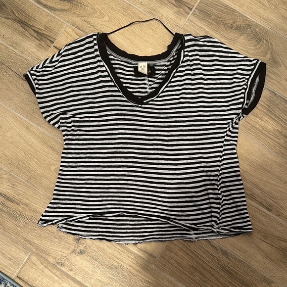 Free people Black and White Striped Short Sleeve Tee - Picture 3 of 7